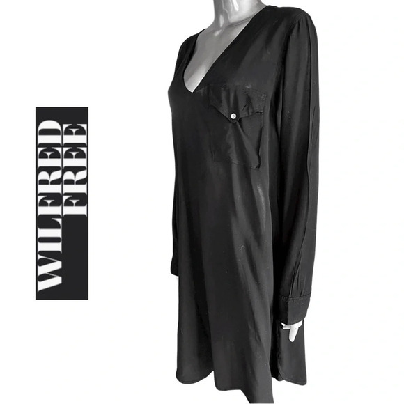 🛍️3/$40 Wilfred Free  Dress Mini Shirt Dress Black Aritzia Dress Size Small - Picture 4 of 9